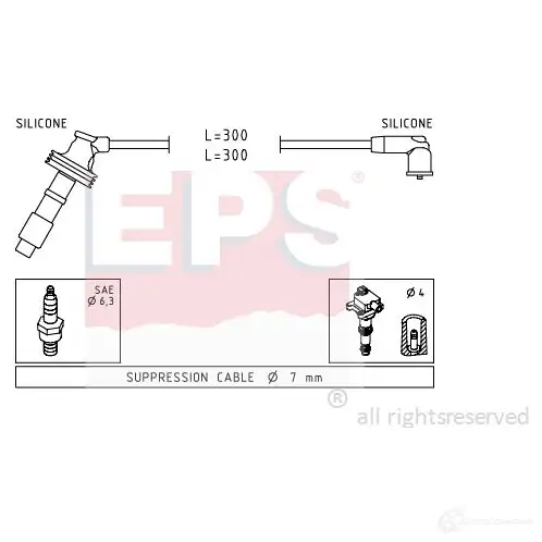 Высоковольтные провода зажигания, комплект EPS KW 358 059 FACET 4.7059 3294561 1499059 изображение 0