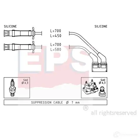 Высоковольтные провода зажигания, комплект EPS 1501446 FACET 4.9446 KW 360 446 3294753