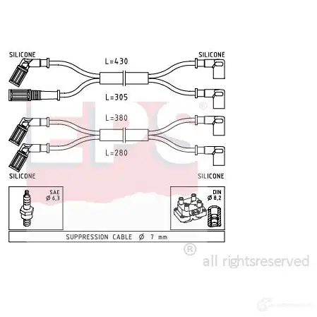 Высоковольтные провода зажигания, комплект EPS 1500889 KW 359 889 FACET 4.8889 3294691 изображение 0