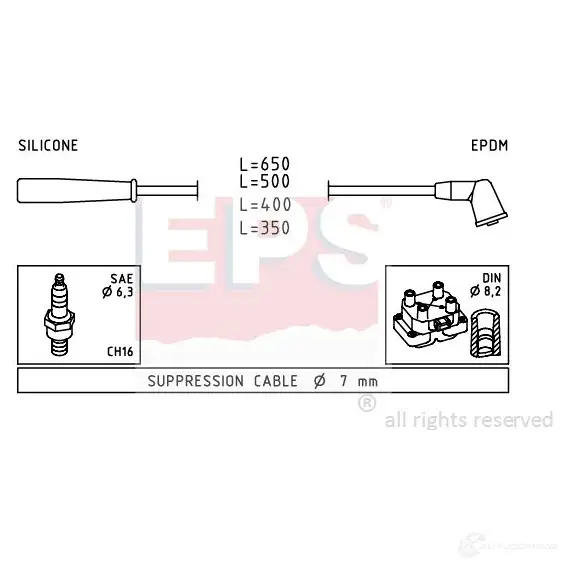 Высоковольтные провода зажигания, комплект EPS KW 360 851 1501851 FACET 4.9851 3294861 изображение 0