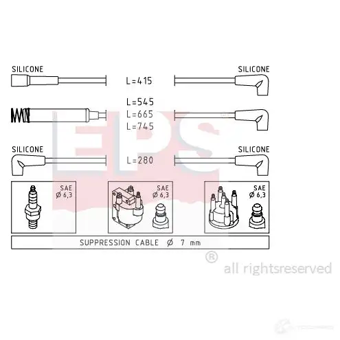 Высоковольтные провода зажигания, комплект EPS 3294626 KW 359 513 FACET 4.8513 1500513 изображение 0