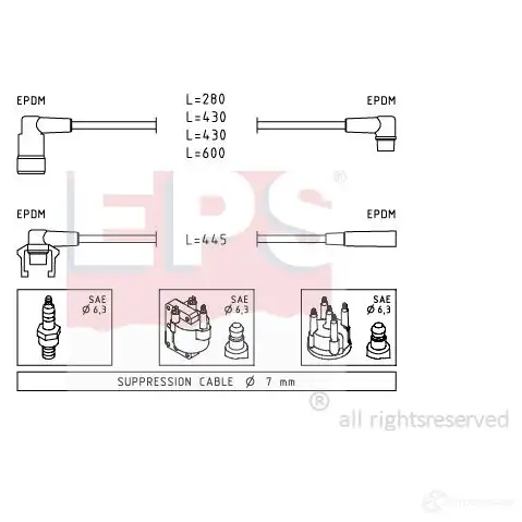 Высоковольтные провода зажигания, комплект EPS FACET 4.8415 1500415 3294609 KW 359 415 изображение 0