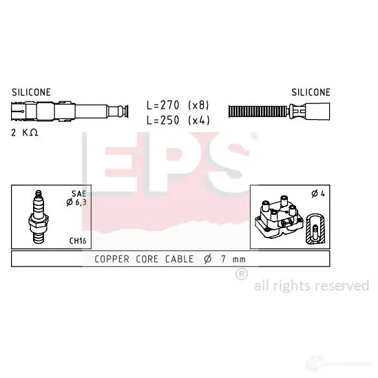 Высоковольтные провода зажигания, комплект EPS 3294812 1501649 KW 360 649 FACET 4.9649 изображение 0