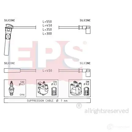 Высоковольтные провода зажигания, комплект EPS 1501888 KW 360 888 FACET 4.9888 3294870 изображение 0