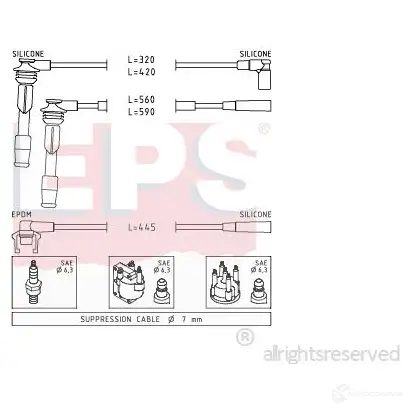 Высоковольтные провода зажигания, комплект EPS KW 359 802 3294682 1500802 FACET 4.8802