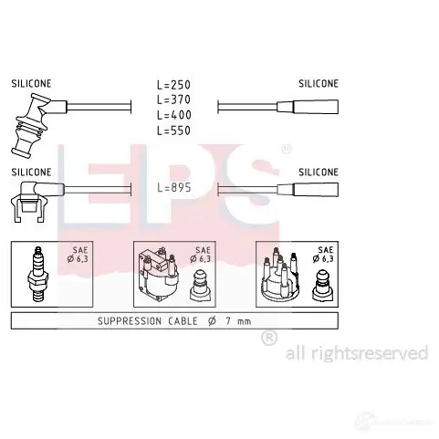 Высоковольтные провода зажигания, комплект EPS 3294693 1500920 FACET 4.8920 KW 359 920