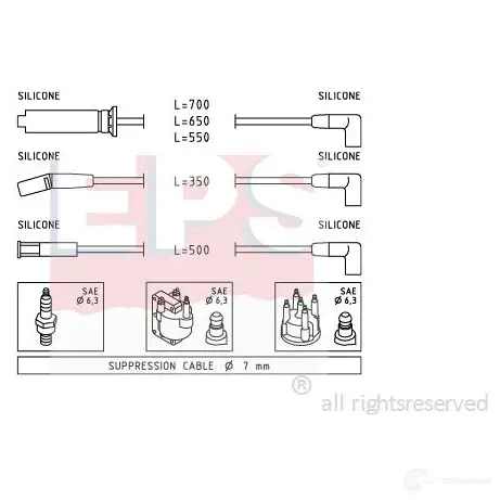 Высоковольтные провода зажигания, комплект EPS KW 360 942 FACET 4.9942 1501942 3294879 изображение 0