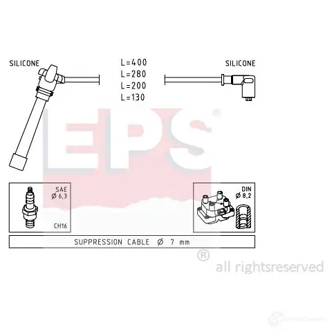 Высоковольтные провода зажигания, комплект EPS 1501504 FACET 4.9504 KW 360 504 3294770 изображение 0