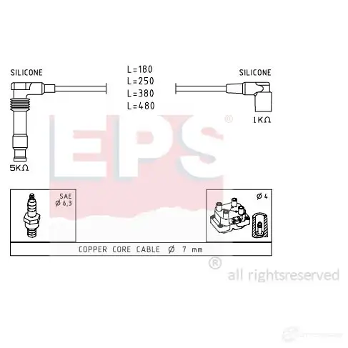 Высоковольтные провода зажигания, комплект EPS KW 360 677 3294820 1501677 FACET 4.9677 изображение 0