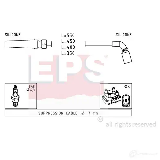 Высоковольтные провода зажигания, комплект EPS 1501680 KW 360 680 FACET 4.9680 3294821 изображение 0