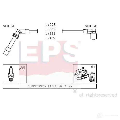 Высоковольтные провода зажигания, комплект EPS 3294782 1501531 KW 360 531 FACET 4.9531 изображение 0