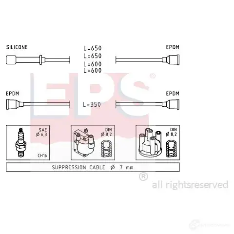 Высоковольтные провода зажигания, комплект EPS 1499020 KW 358 020 3294558 FACET 4.7020 изображение 0