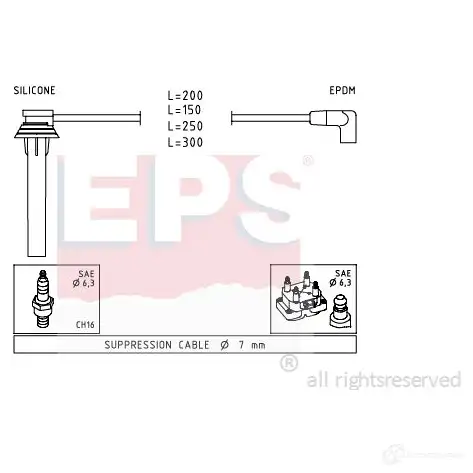 Высоковольтные провода зажигания, комплект EPS FACET 4.9719 KW 360 719 1501719 3294832 изображение 0