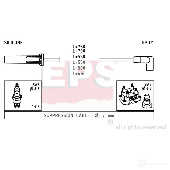 Высоковольтные провода зажигания, комплект EPS 3294722 FACET 4.9343 1501343 KW 360 343 изображение 0
