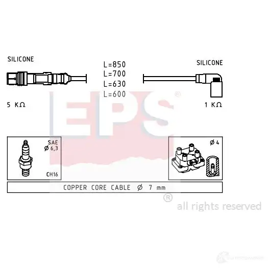Высоковольтные провода зажигания, комплект EPS FACET 4.9601 3294797 KW 360 601 1501601 изображение 0