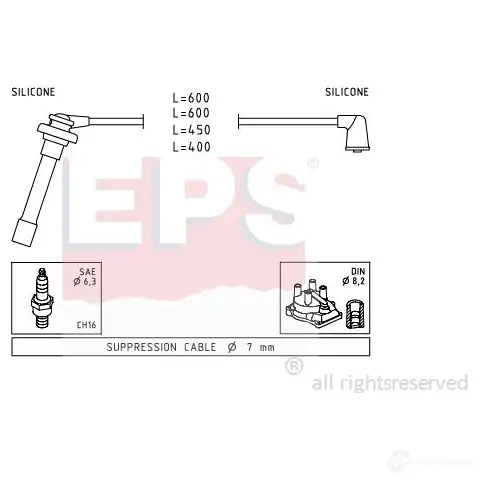 Высоковольтные провода зажигания, комплект EPS FACET 4.9702 3294828 KW 360 702 1501702 изображение 0