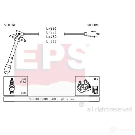 Высоковольтные провода зажигания, комплект EPS KW 360 856 1501856 3294863 FACET 4.9856