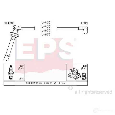 Высоковольтные провода зажигания, комплект EPS 1501411 KW 360 411 FACET 4.9411 3294741 изображение 0