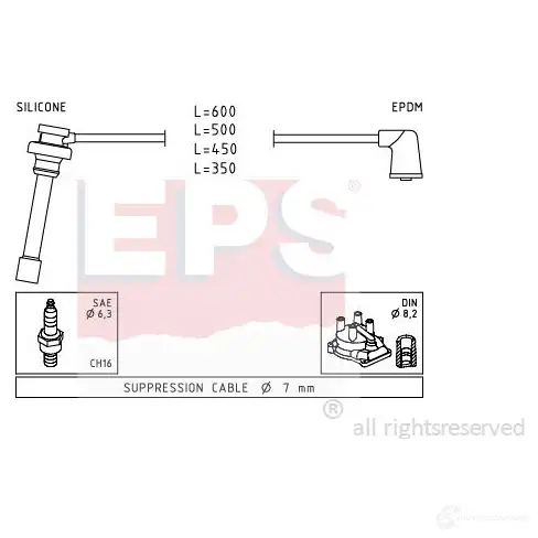 Высоковольтные провода зажигания, комплект EPS 3294867 KW 360 882 FACET 4.9882 1501882 изображение 0