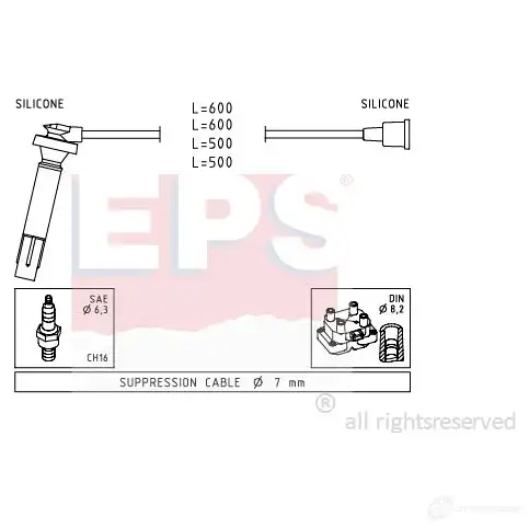 Высоковольтные провода зажигания, комплект EPS 1501817 3294855 FACET 4.9817 KW 360 817 изображение 0
