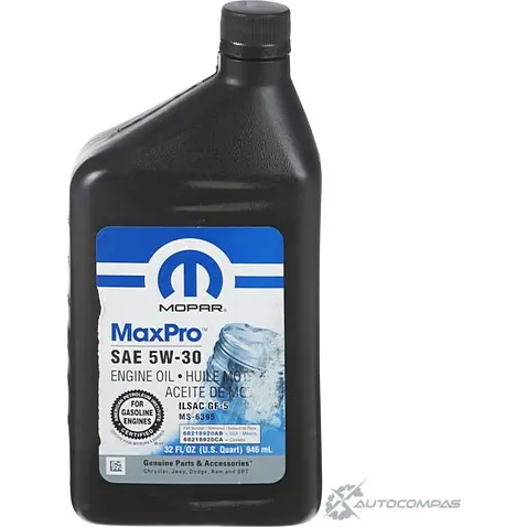 Моторное масло полусинтетическое MaxPro 5W-30, 1 л CHRYSLER 1436949497 B1M CY 68218923AA изображение 0