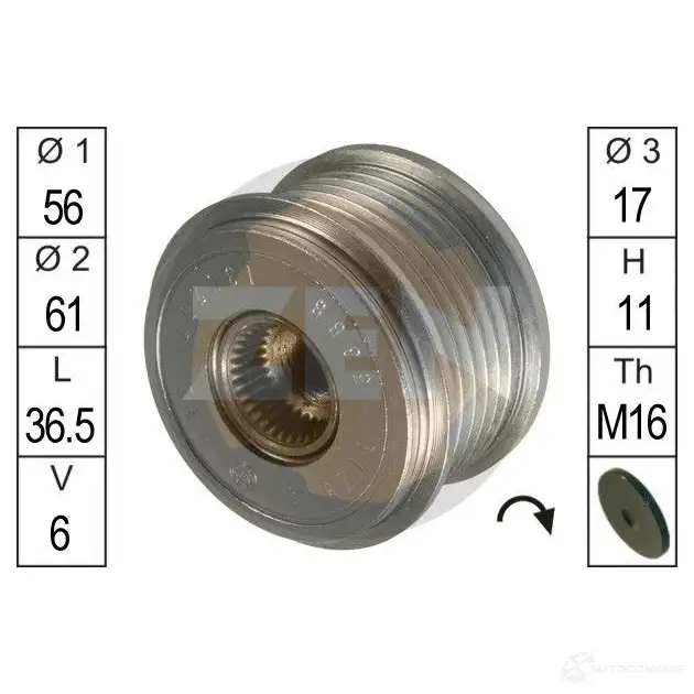 Обгонная муфта генератора ERA ZN5388 1438254428 D68 TW