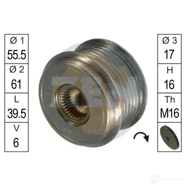 Обгонная муфта генератора ERA ZN5374 HO LWV0T 1437399832