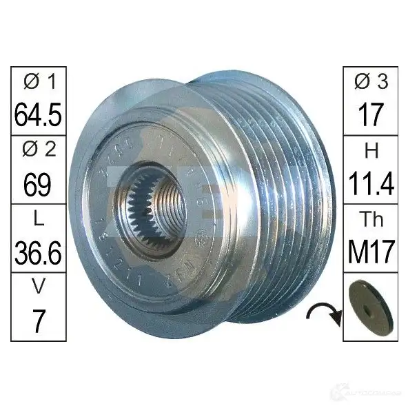 Обгонная муфта генератора ERA ZN5522 NRS4 IZZ 1437400101
