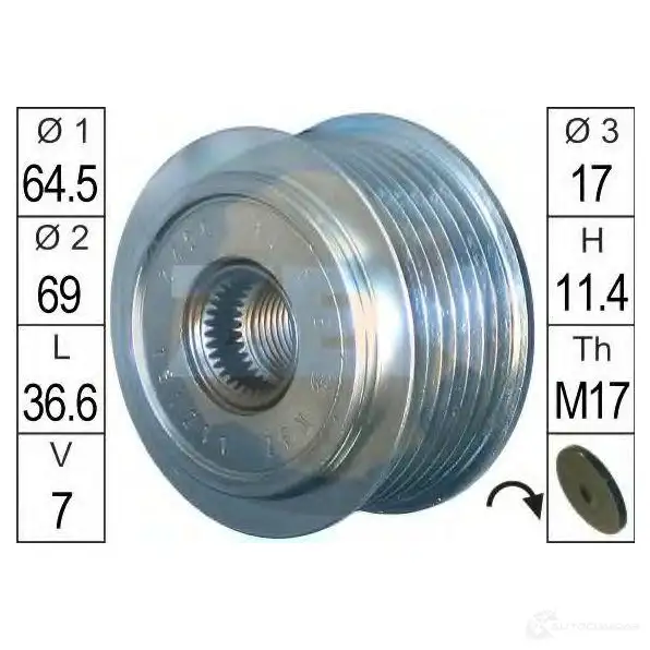 Обгонная муфта генератора ERA 219097 1944066 ZN5522 55 22 изображение 0