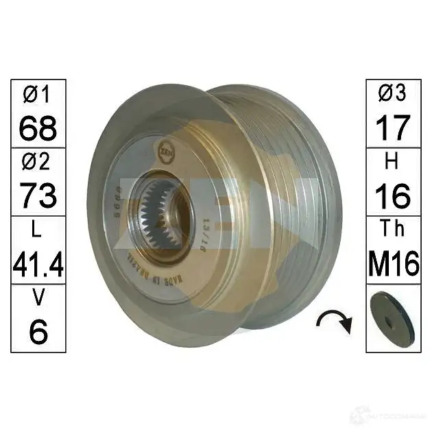 Обгонная муфта генератора ERA NB BDB 1438254627 ZN5660 изображение 0