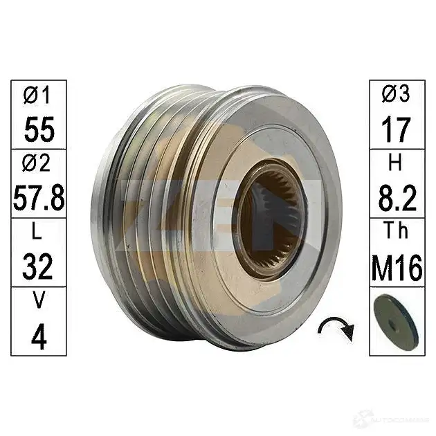 Обгонная муфта генератора ERA RAS J4 1438254684 ZN5737 изображение 0