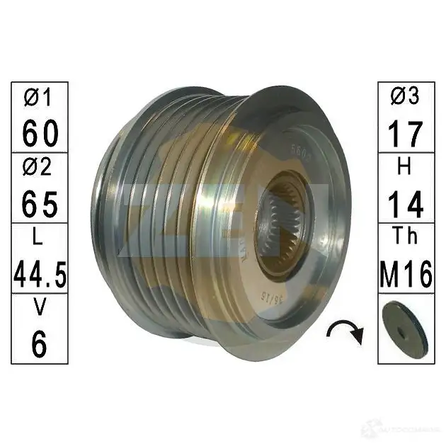 Обгонная муфта генератора ERA 1438024414 ZN5602 P PMY7L изображение 0