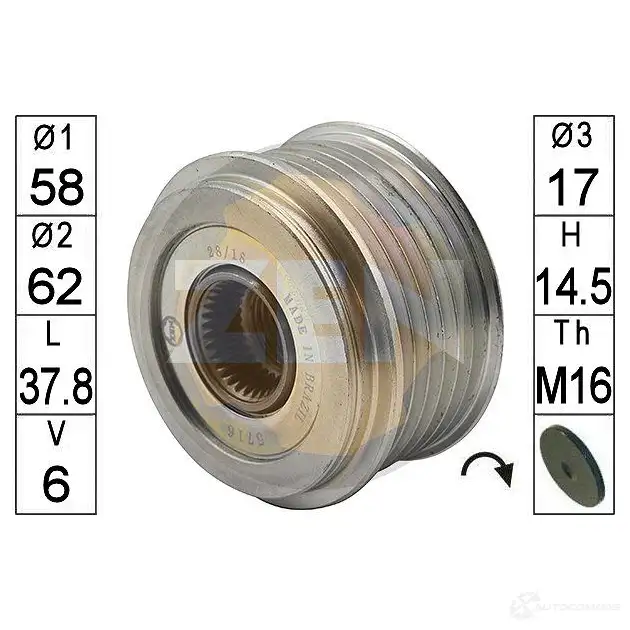 Обгонная муфта генератора ERA TH6X B ZN5716 1437399385