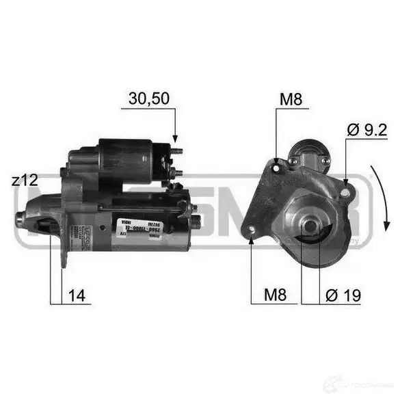 Стартер ERA 1439286619 XJ ZWKNO 220366A изображение 0