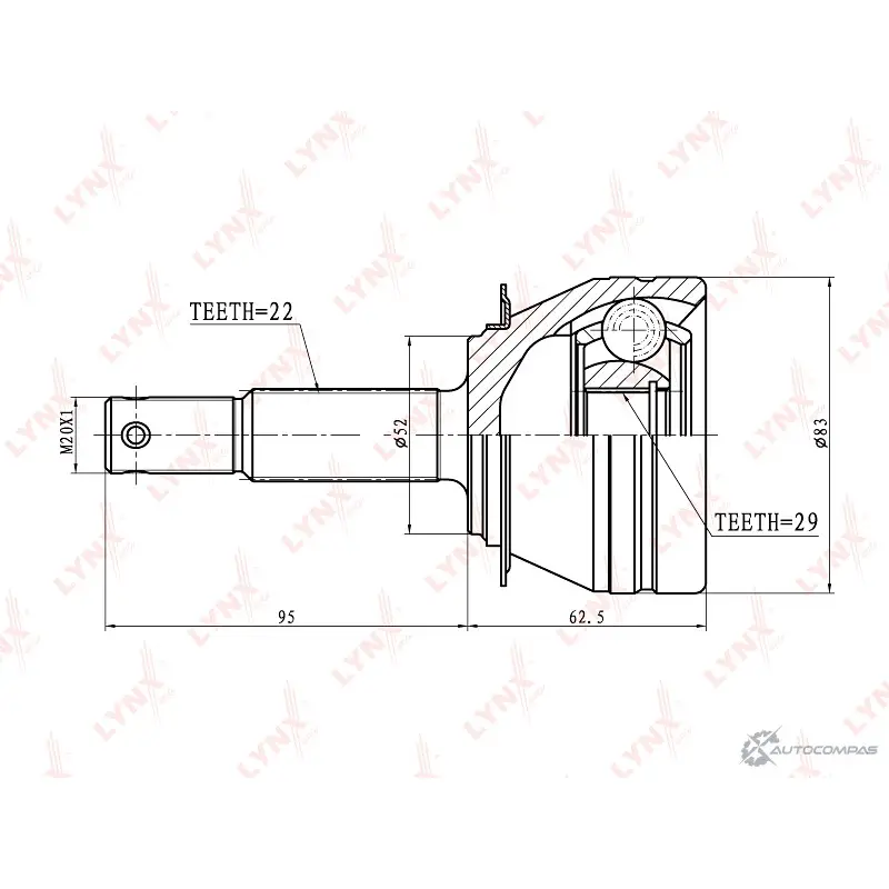 Шрус граната LYNXAUTO 6324118 4905601010259 WQ 25K CO-1818 - Изображение 1