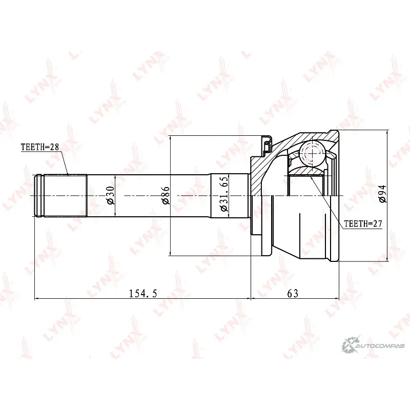 Шрус граната LYNXAUTO 0 S0M5 4905601010433 CO-5512 6324162 - Изображение 1