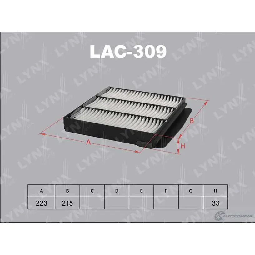 Салонный фильтр LYNXAUTO TUL XK LAC-309 4905601014226 1422901471 изображение 0