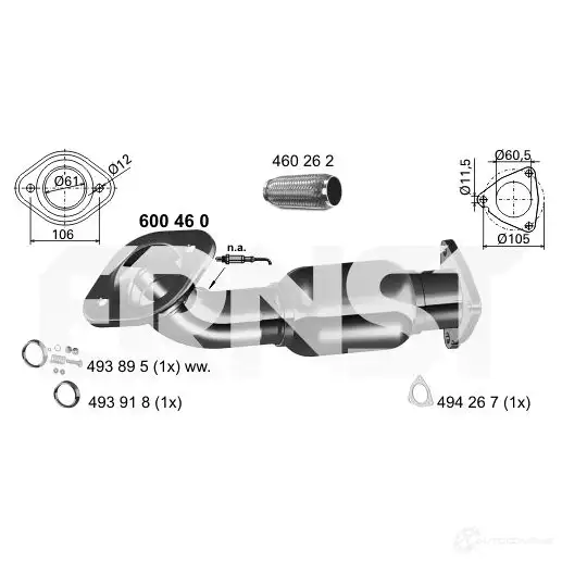 Выхлопная труба глушителя ERNST J12JP E 600460 4007463600460 301556