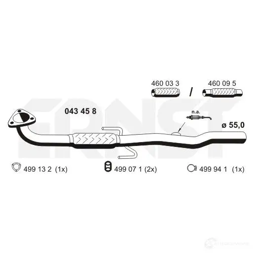 Выхлопная труба глушителя ERNST 4007463043458 HAXHTQ T 295030 043458