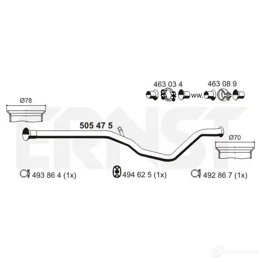 Выхлопная труба глушителя ERNST FP5B M 301297 505475 4007463505475