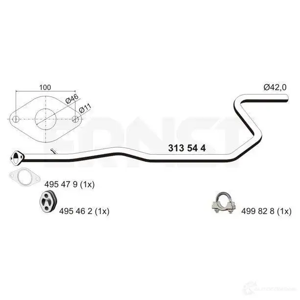 Выхлопная труба глушителя ERNST WC2 Z76 299711 313544 4007463313544