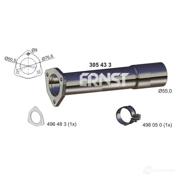 Выхлопная труба глушителя ERNST 305433 4007463305433 299609 L SL66