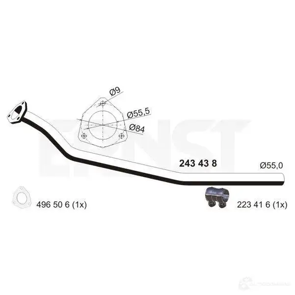 Выхлопная труба глушителя ERNST 243438 ON ZX7 4007463243438 299379 изображение 0