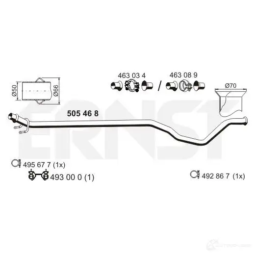 Выхлопная труба глушителя ERNST 505468 301296 4007463505468 LE8 XZU
