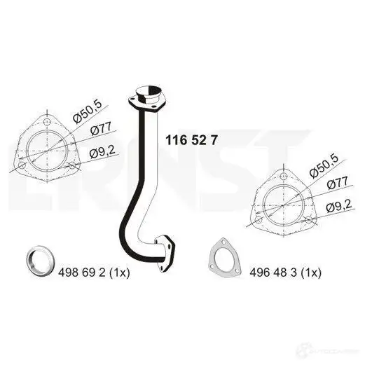 Выхлопная труба глушителя ERNST 298041 116527 QA5G M7X 4007463116527 изображение 0