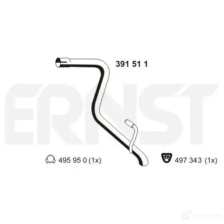 Выхлопная труба глушителя ERNST 4007463391511 JXC ME 300231 391511
