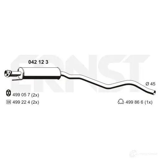 Передний глушитель ERNST 4007463042123 294996 EMPQ 5YV 042123