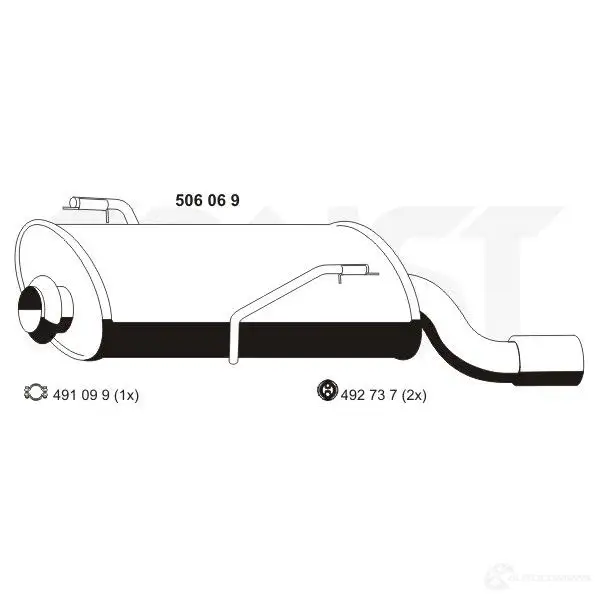 Задний глушитель ERNST 506069 301309 0Z ASYM5 4007463506069 изображение 0