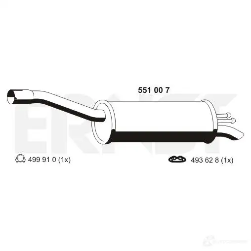 Задний глушитель ERNST 301527 7A WC1 4007463551007 551007