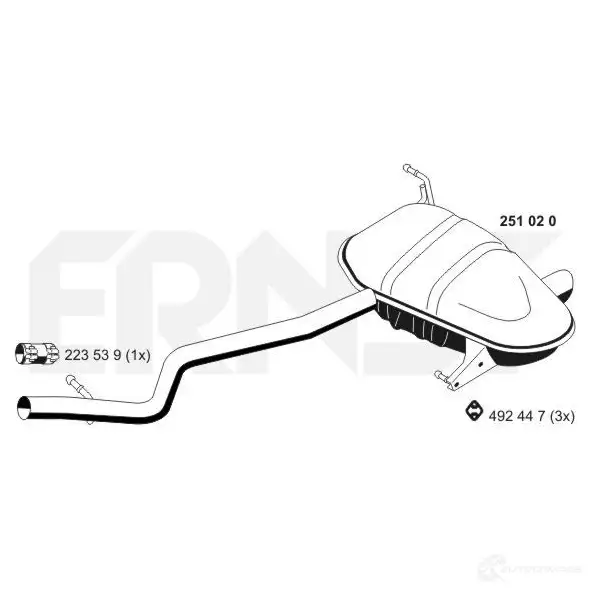 Задний глушитель ERNST 9C1SO KO 1191754085 4007463251020 251020 изображение 0